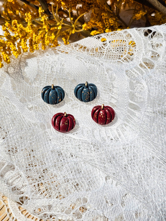 Autumn Pumpkin Clay Studs | Halloween Earrings