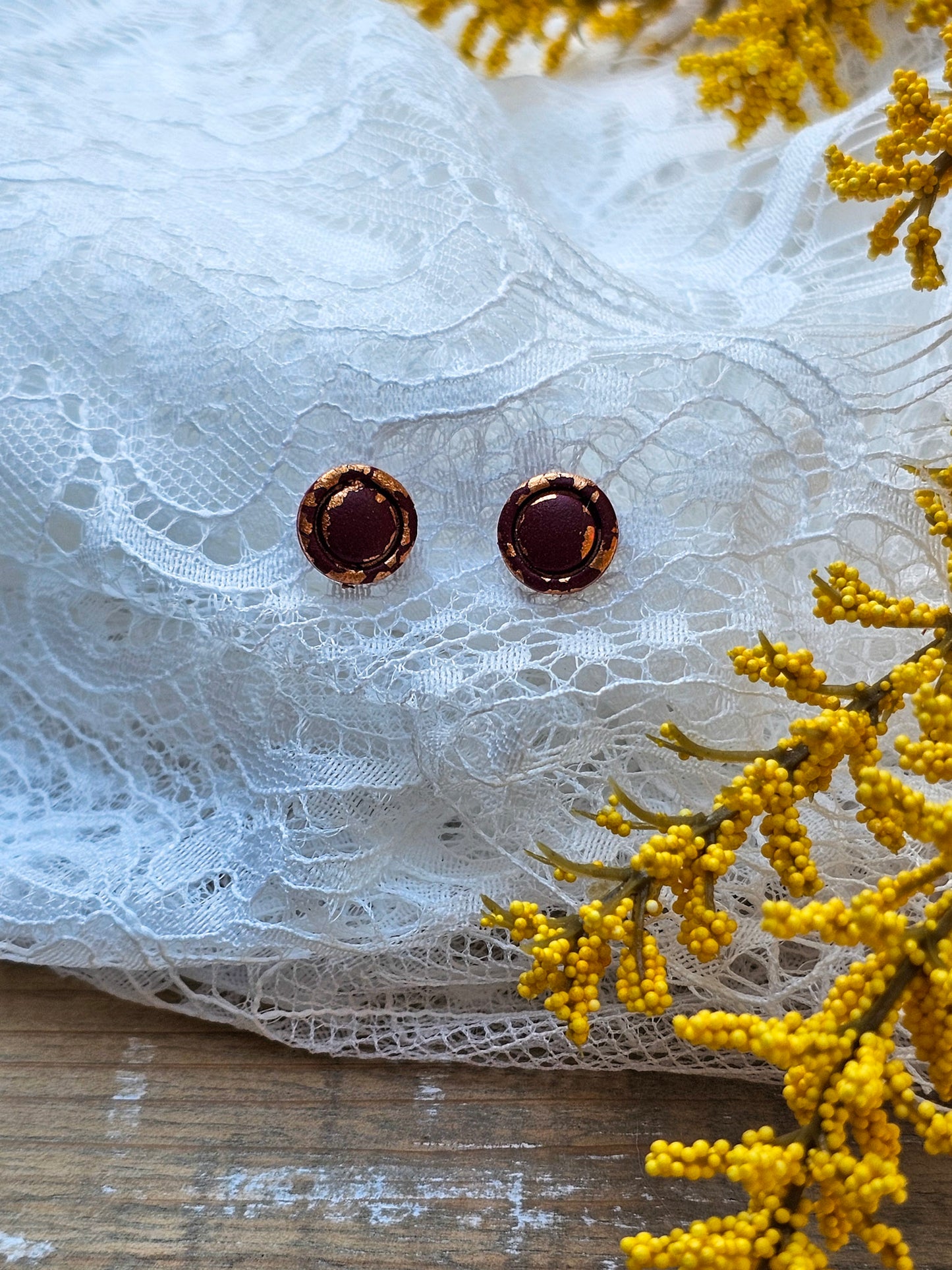 Autumn Rose Gold Clay Studs | Halloween Earrings