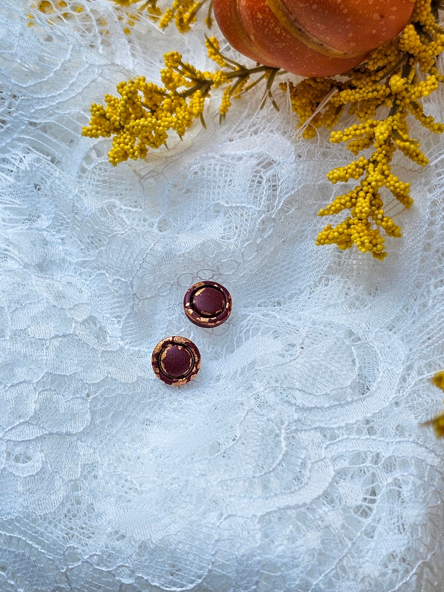 Autumn Rose Gold Clay Studs | Halloween Earrings