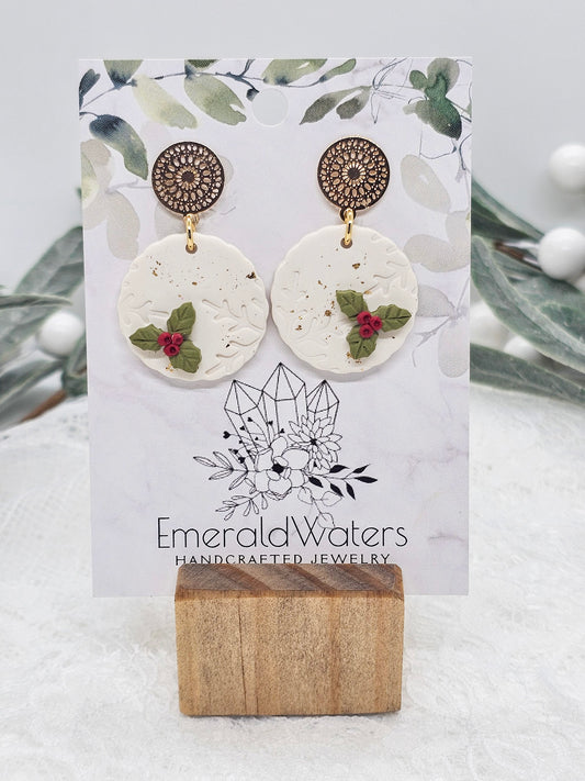 Holly Snow Flake Earring | Christmas Earring