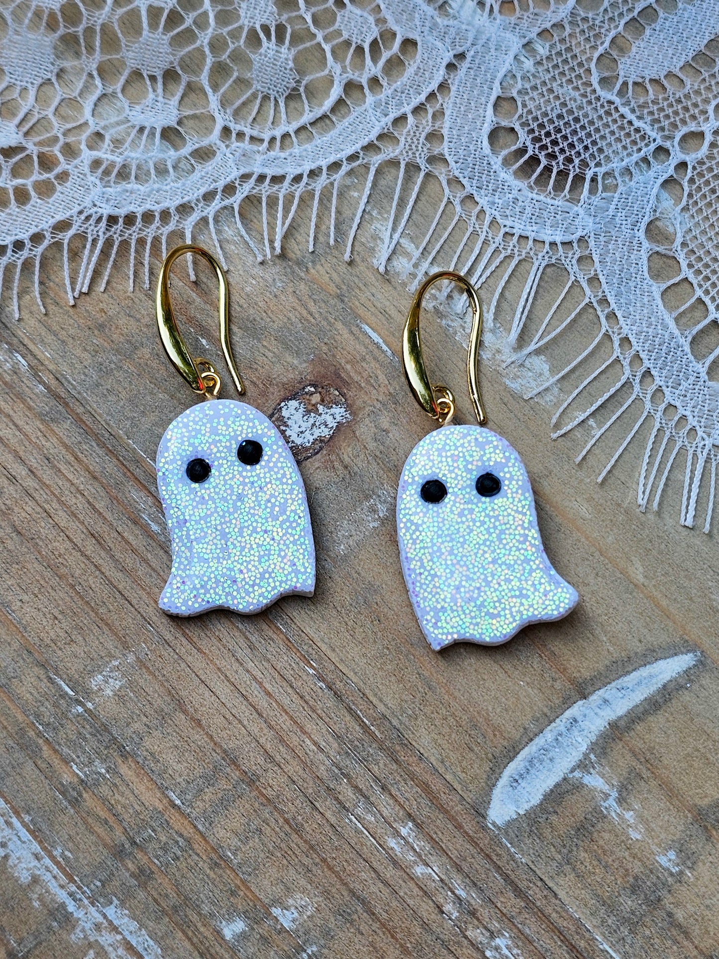 Glitter Ghost Earrings | Halloween Earrings