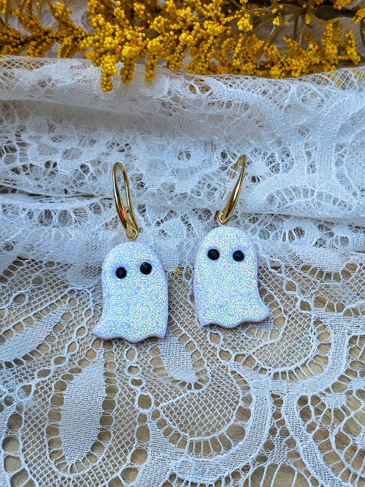 Glitter Ghost Earrings | Halloween Earrings