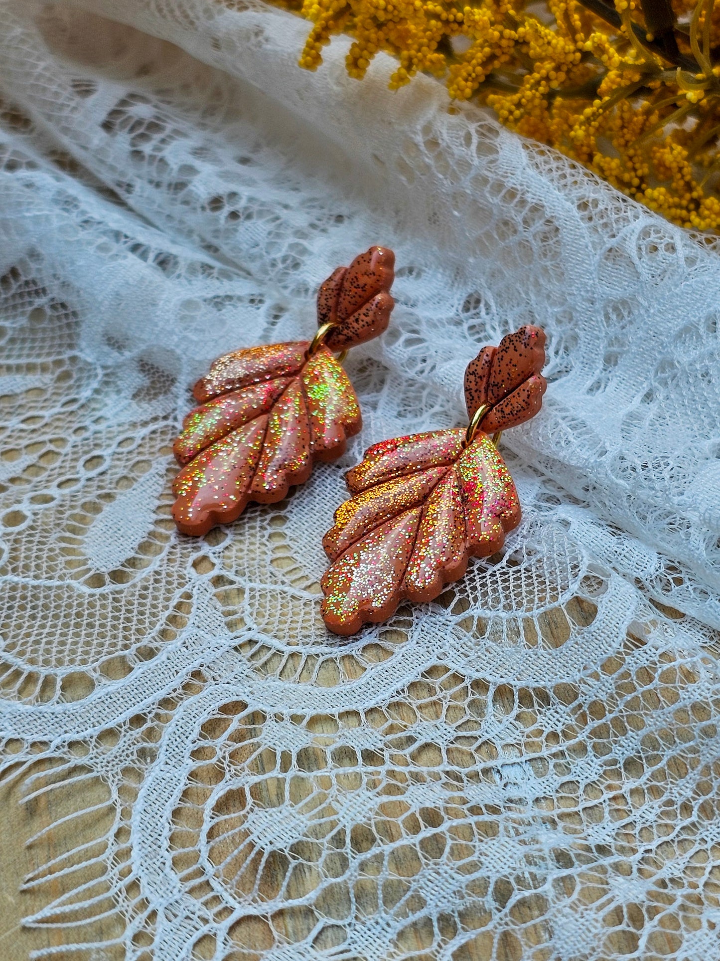 Glitter Fall Leaf Earrings | Halloween Earrings