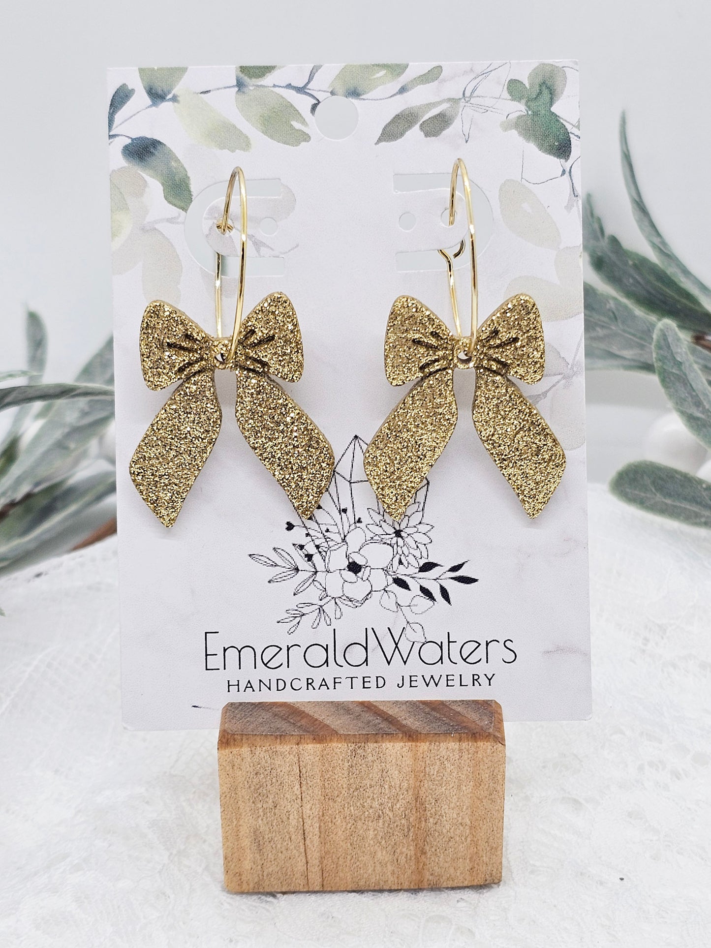 Christmas Glitter Bow Earring | Christmas Earring