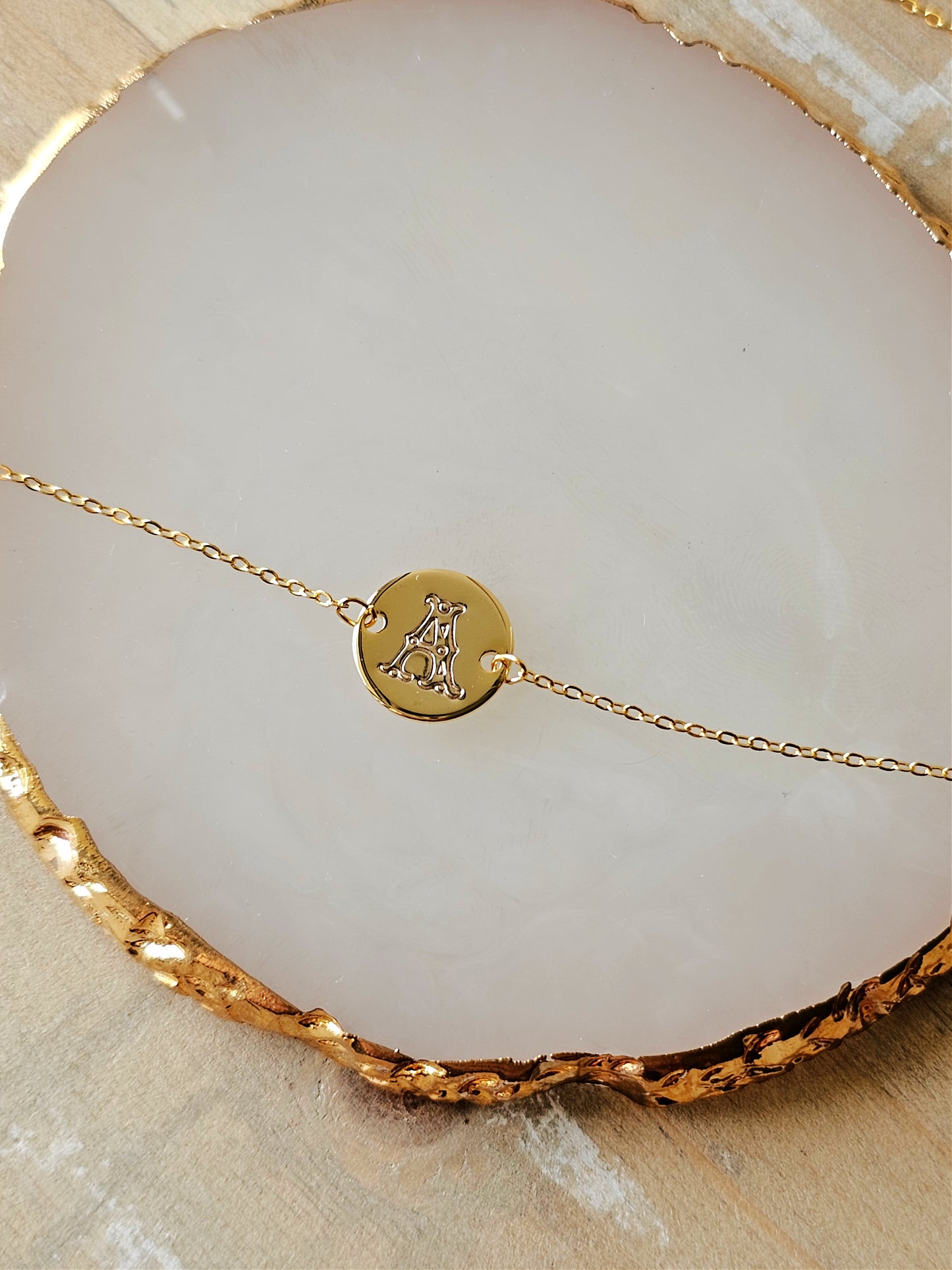 Dainty Gold Initial Necklace | Gold Stamped Initial Necklace | Personalized Necklace