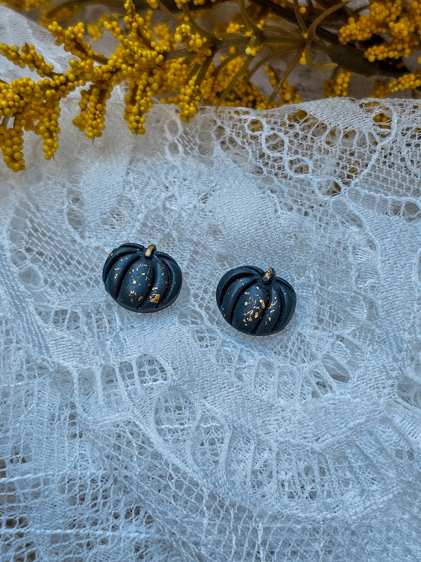 Autumn Pumpkin Clay Studs | Halloween Earrings