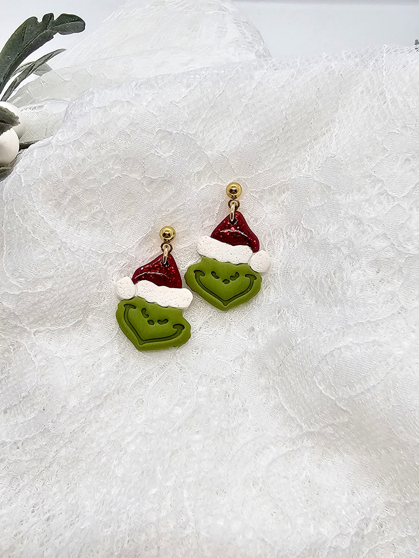 Red Grinch Earrings | Pink Grinch Earrings | Christmas Studs