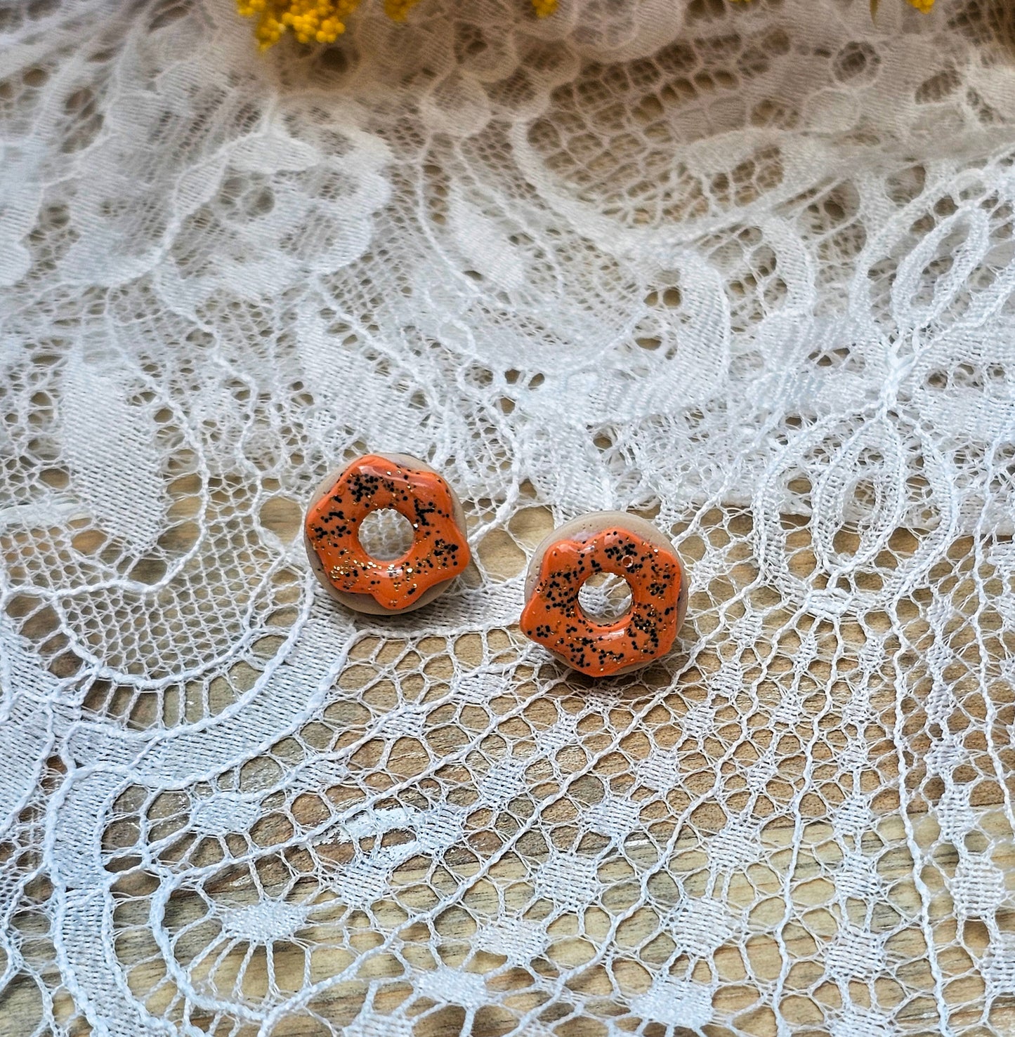 Halloween Glitter Donut Studs | Halloween Earrings