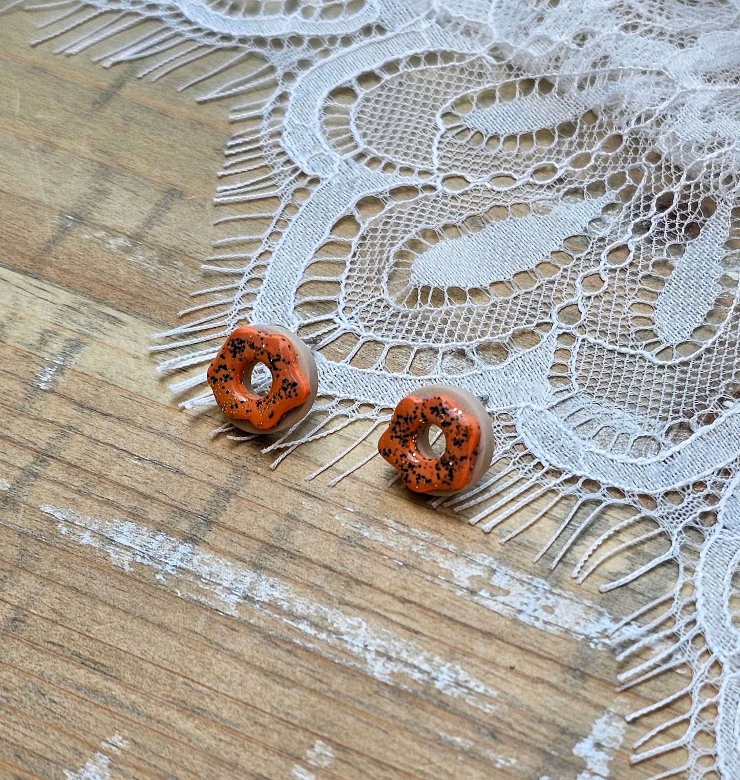 Halloween Glitter Donut Studs | Halloween Earrings