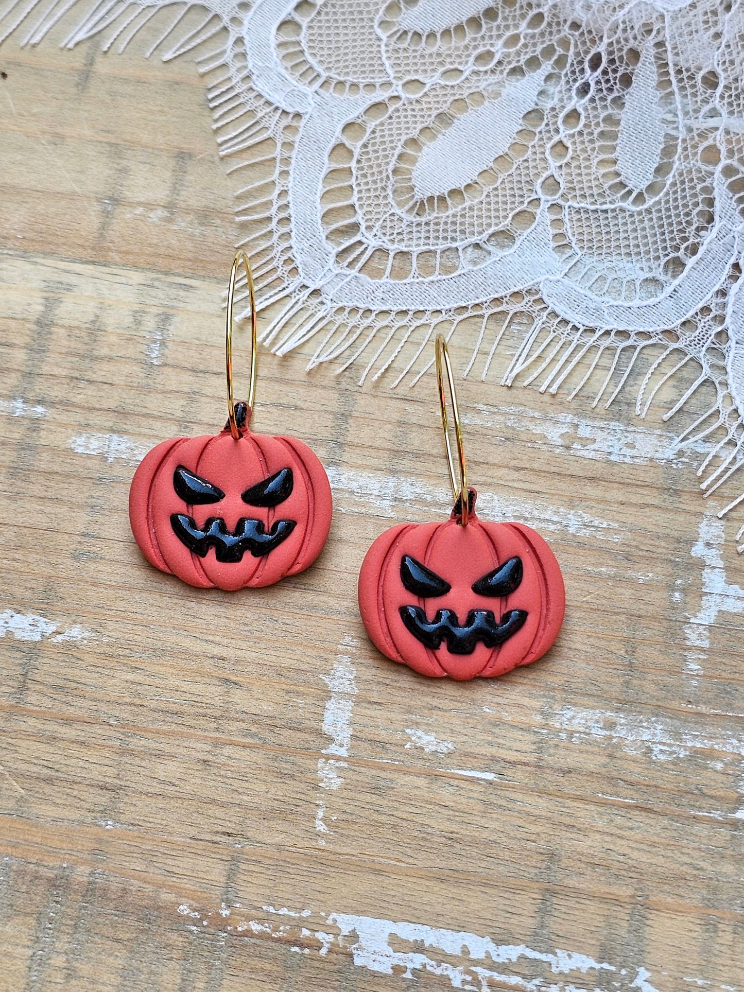 Jack-o-lantern Hoops | Halloween Earrings