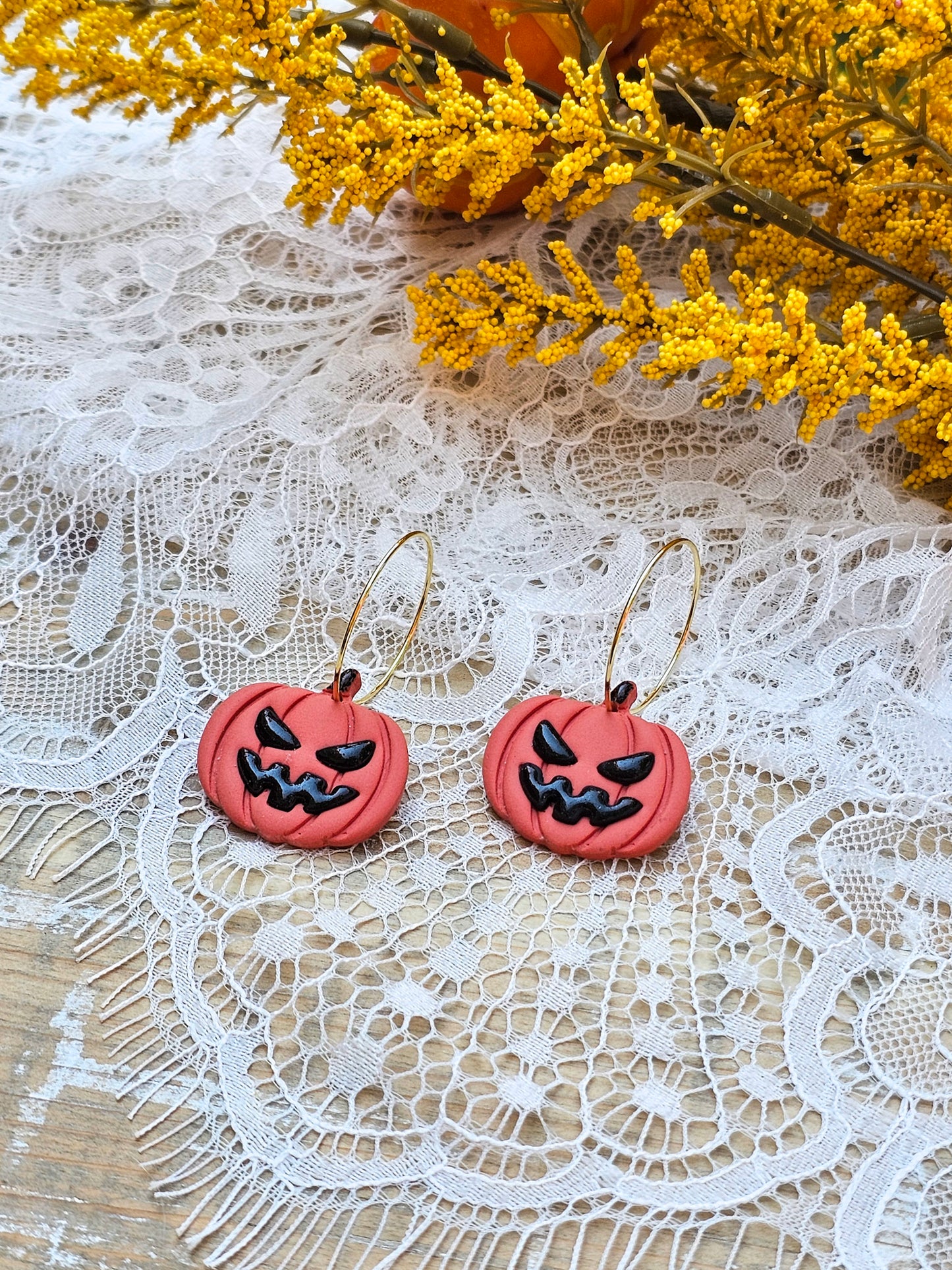 Jack-o-lantern Hoops | Halloween Earrings