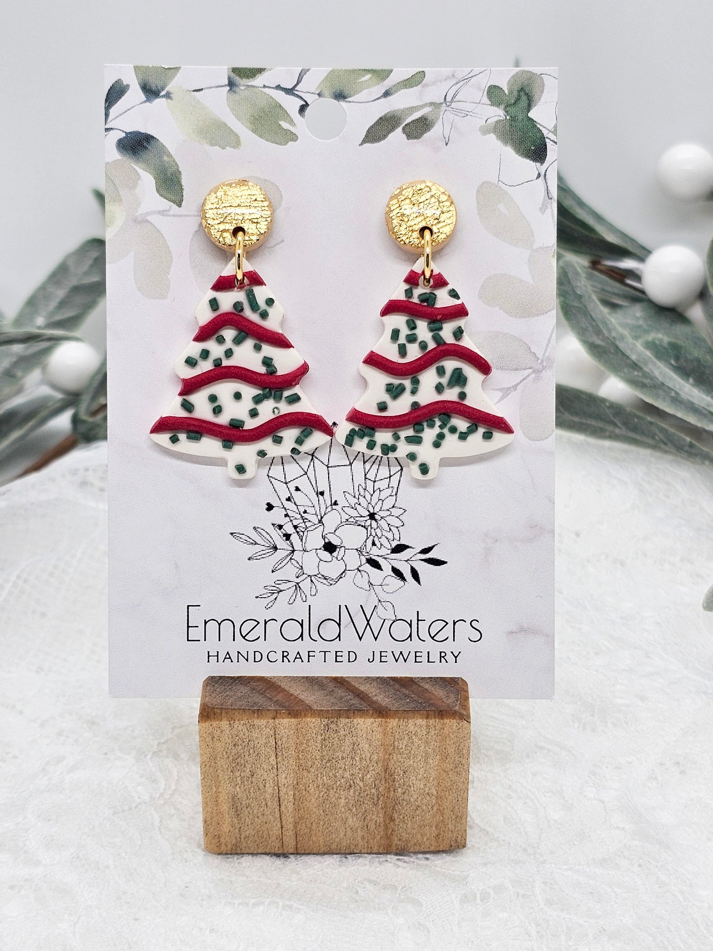 Little Debbie Cake Earrings | Christmas Tree Cakes Earrings