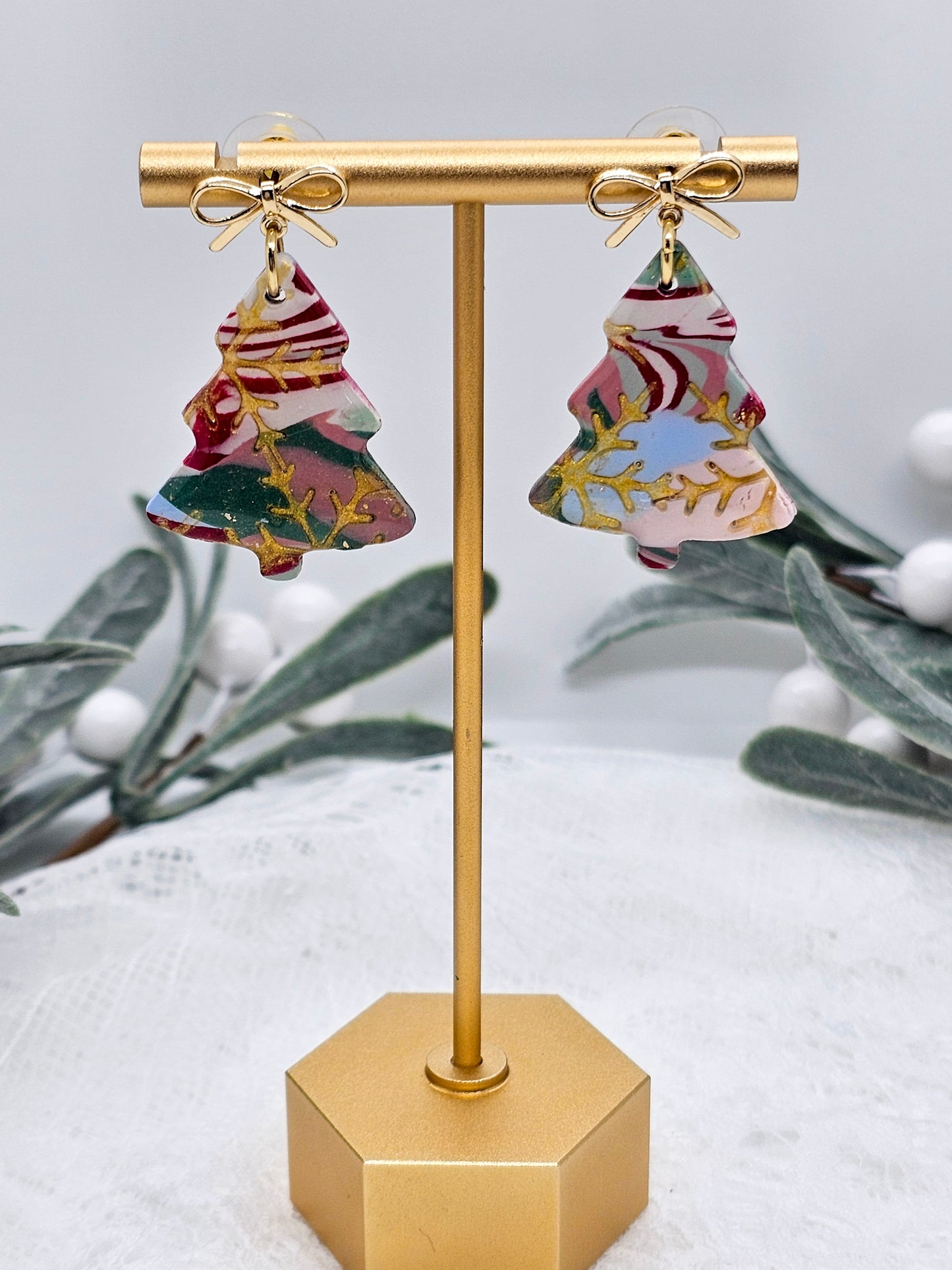 Marble Christmas Tree Earring | Christmas Earring