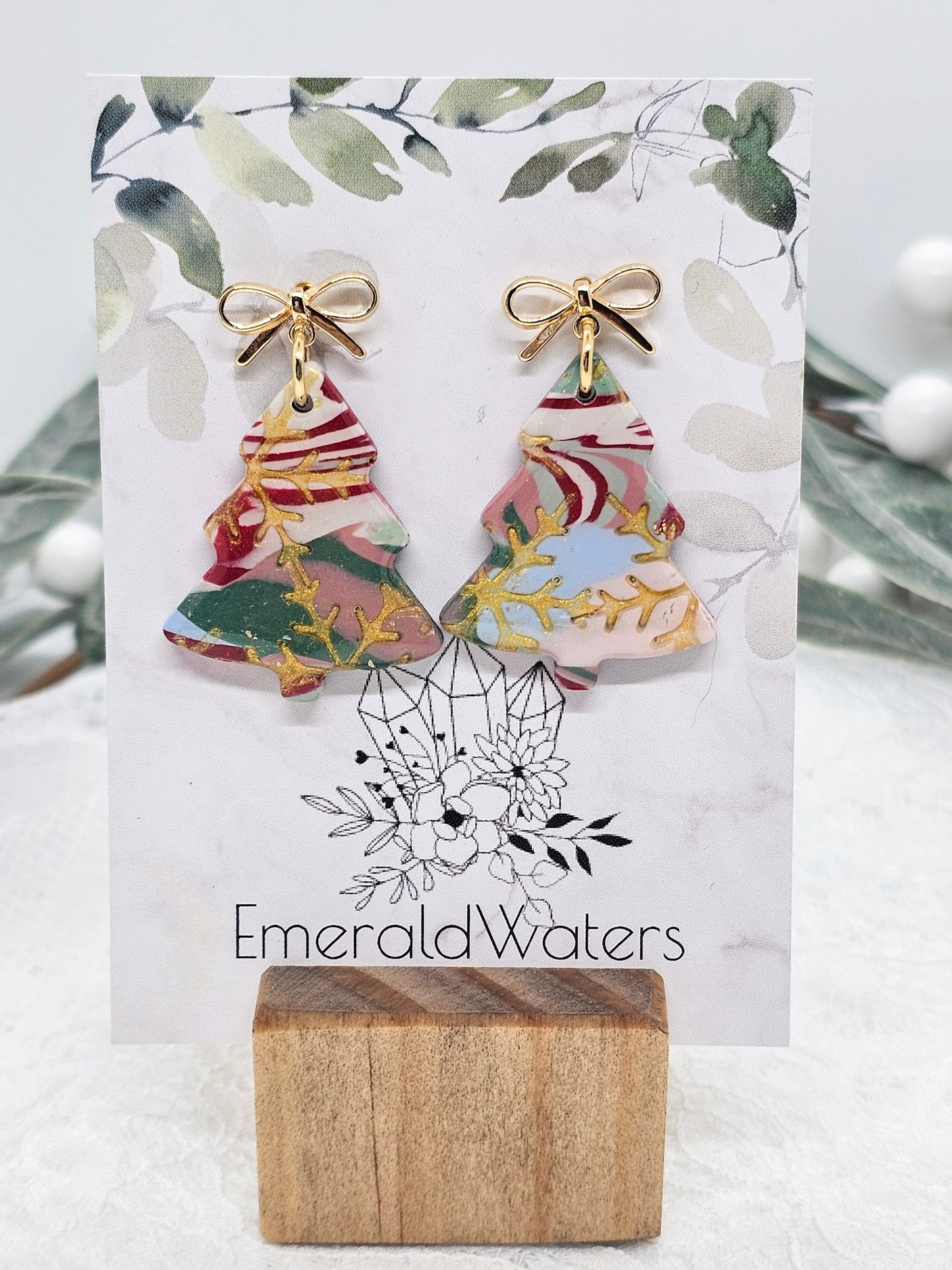 Marble Christmas Tree Earring | Christmas Earring