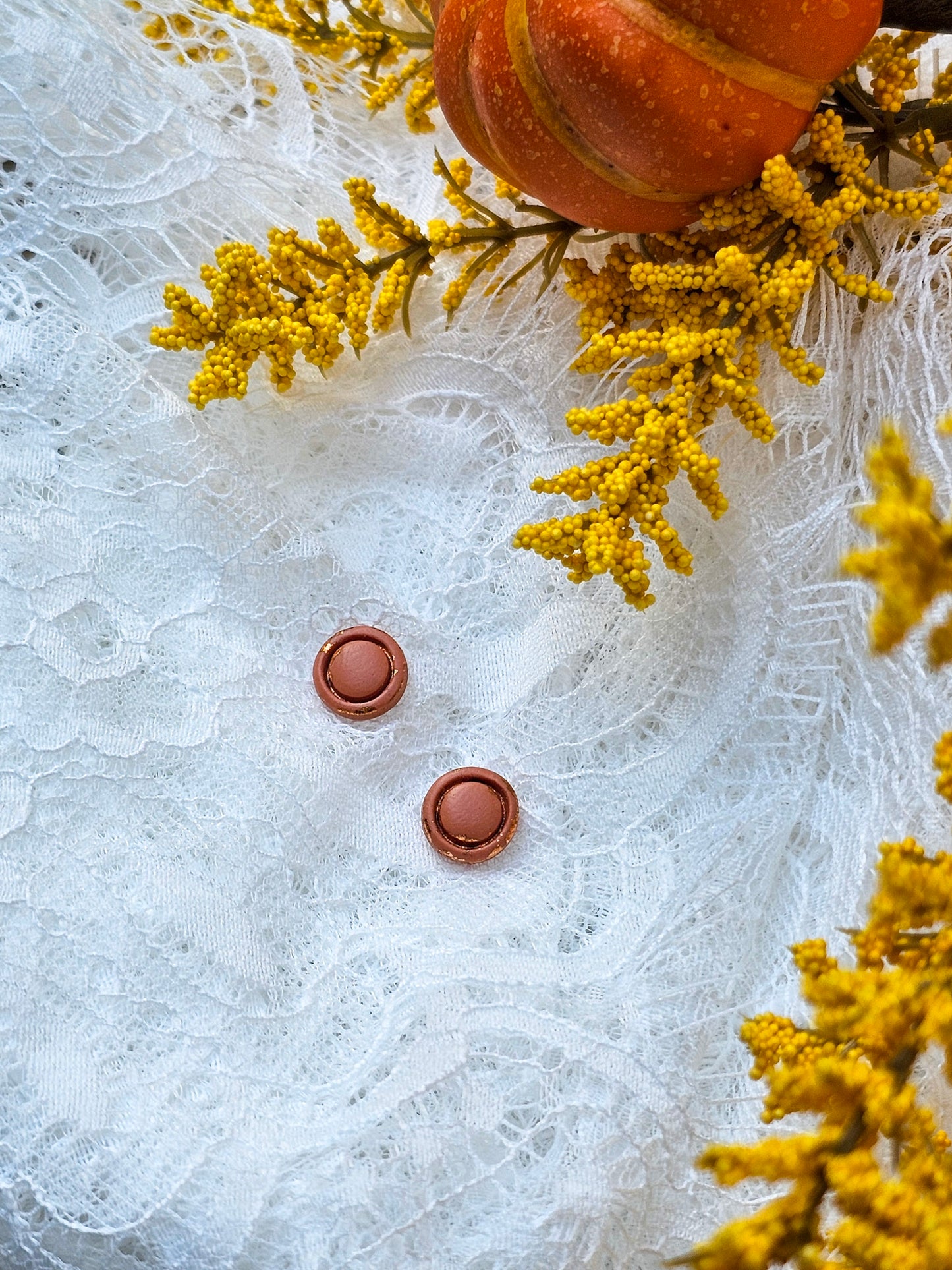 Autumn Rose Gold Clay Studs | Halloween Earrings