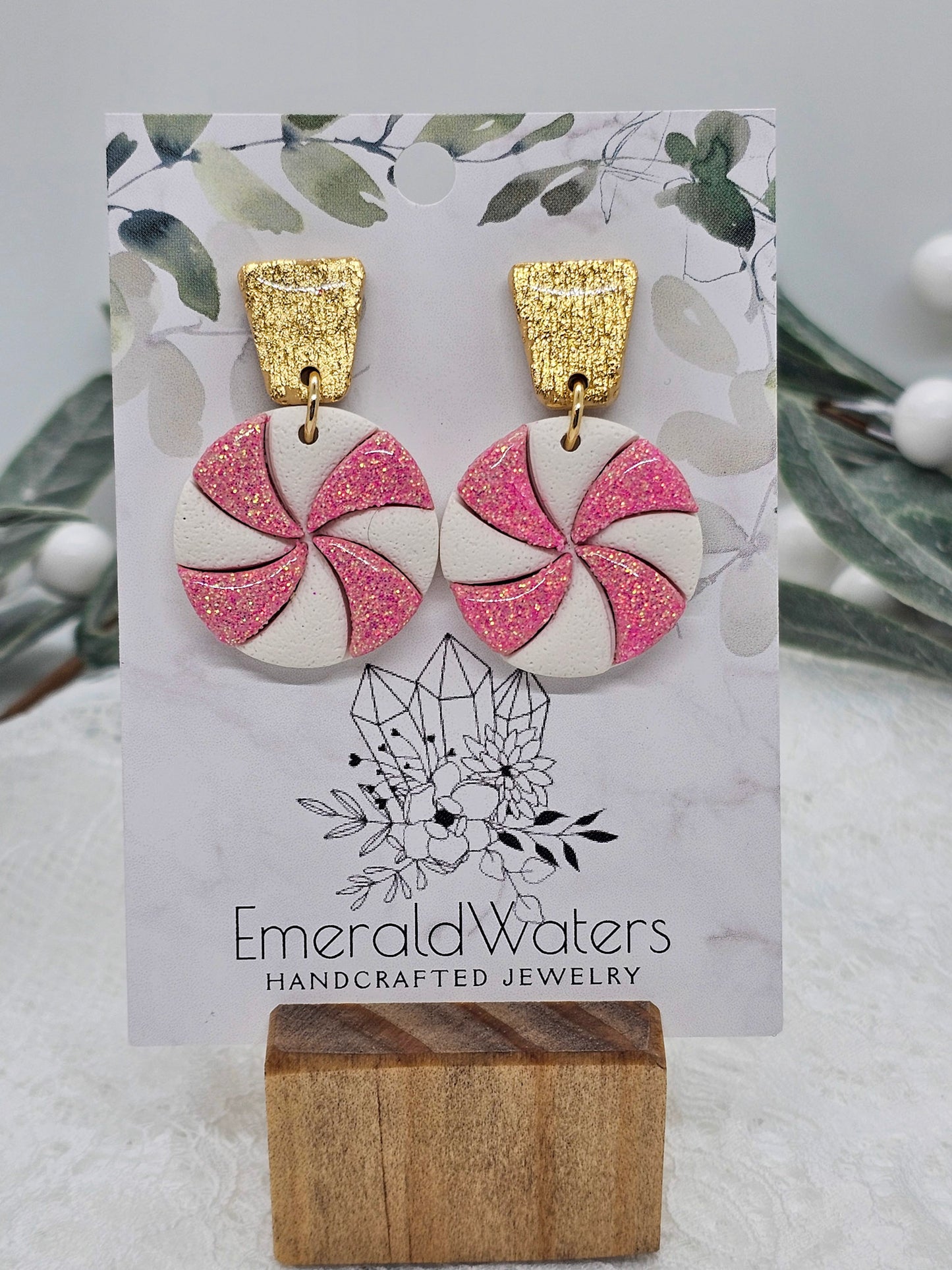 Pink Peppermint Earring | Christmas Pink Earring