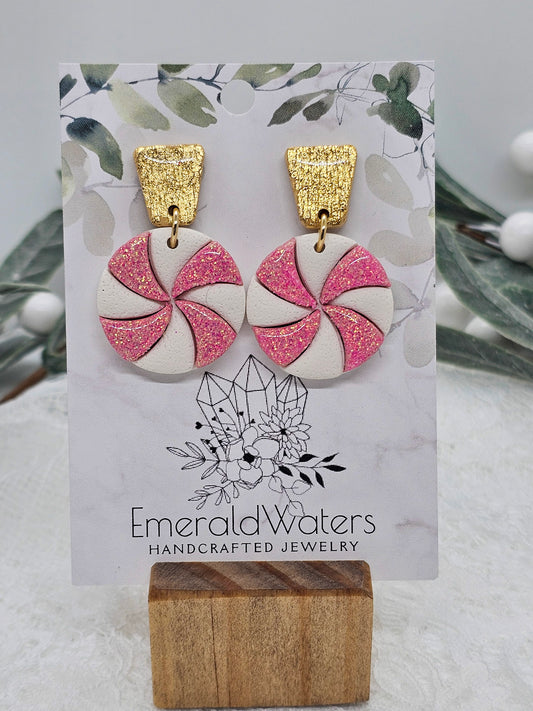 Pink Peppermint Earring | Christmas Pink Earring