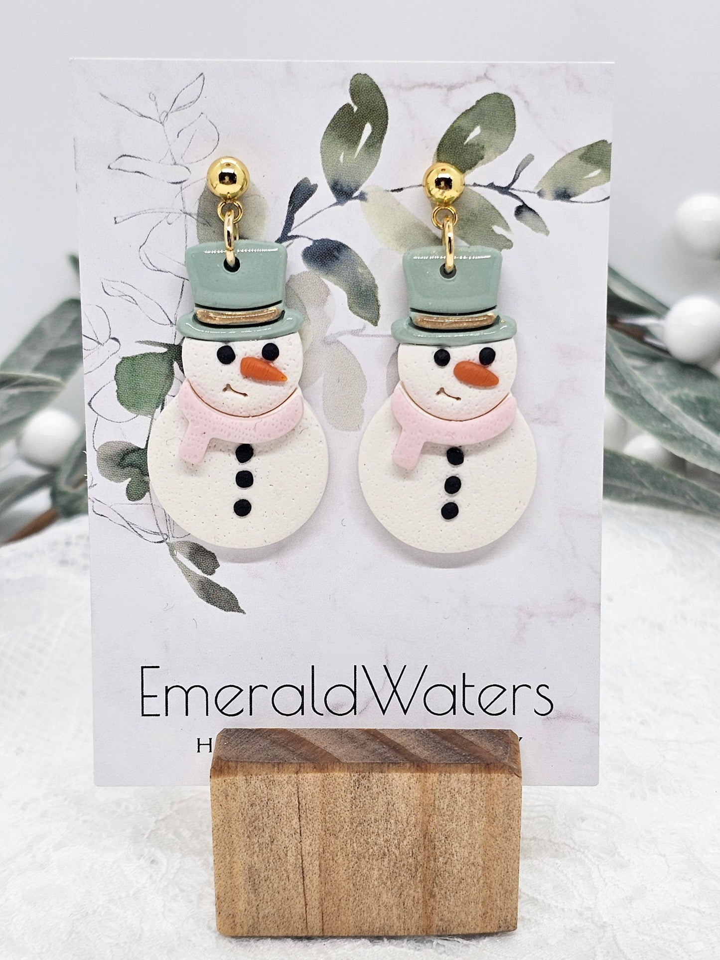 Pink and Blue Snowman Earring | Christmas Earring