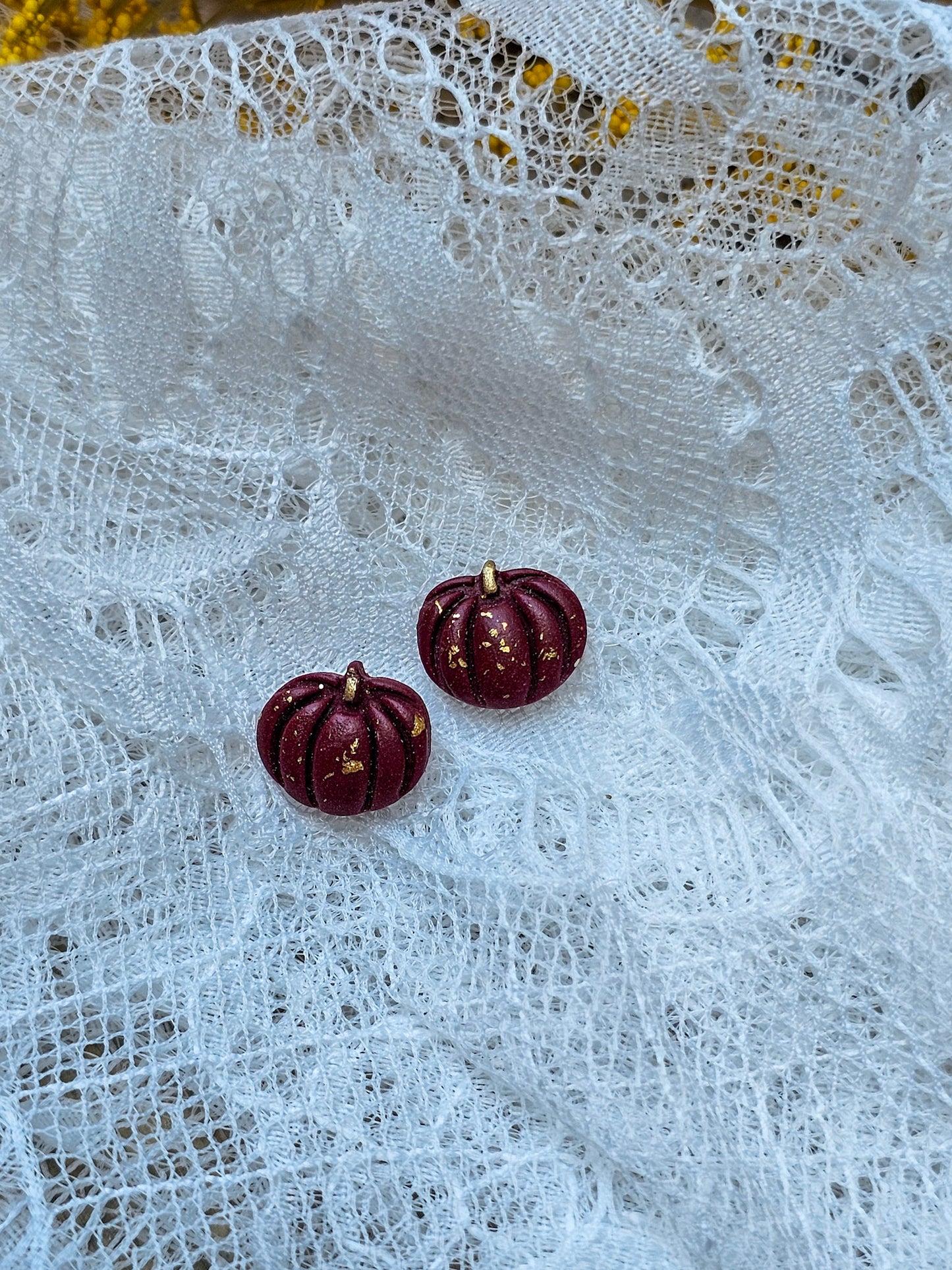 Autumn Pumpkin Clay Studs | Halloween Earrings