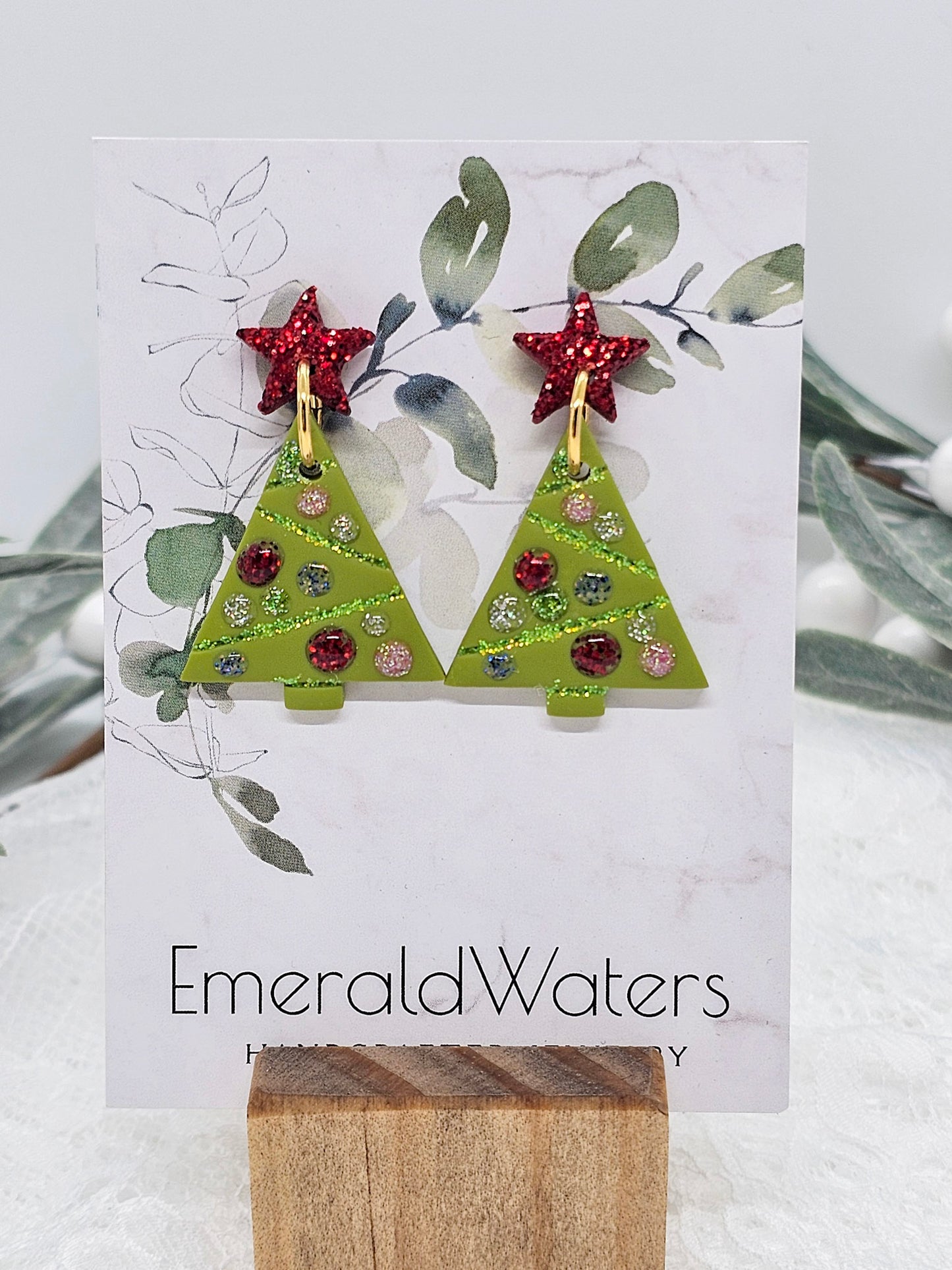 Green Glitter Christmas Tree | Christmas Tree Earrings