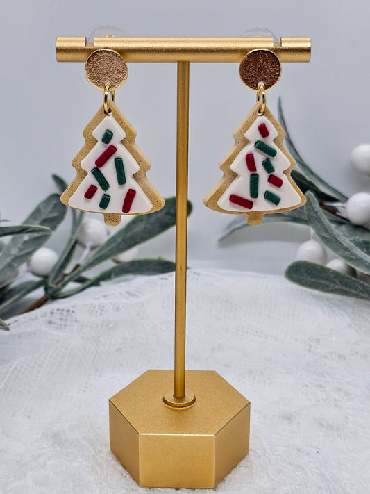 Red and Green Sugar Cookie Christmas Tree | Christmas Tree Earrings