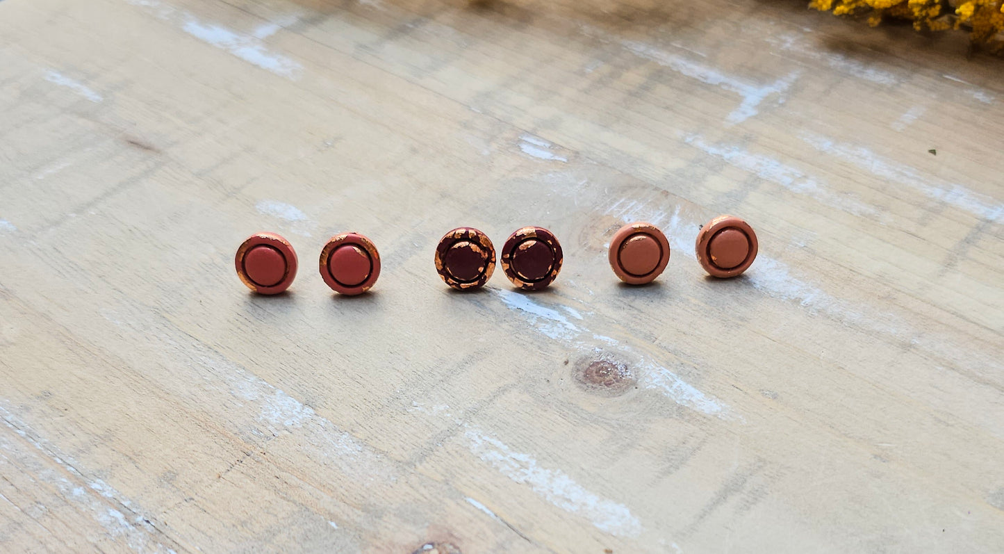 Autumn Rose Gold Clay Studs | Halloween Earrings