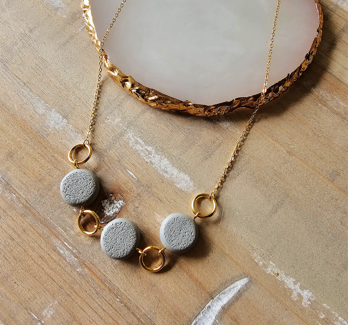 Dainty Gold  Circle Necklace | Sage and gold Necklace | Necklace for her