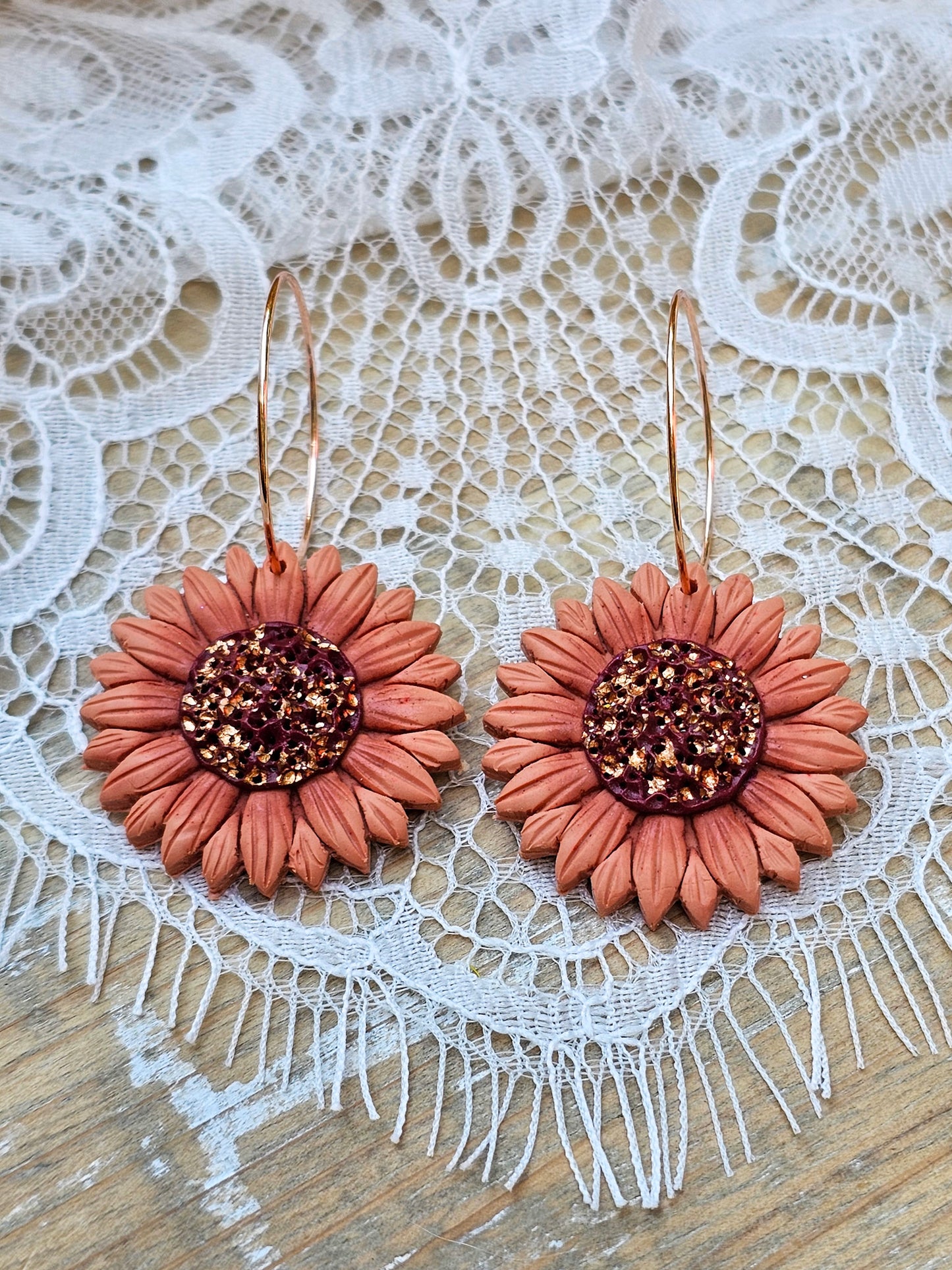 Autumn Sunflower Hoops | Halloween Earrings