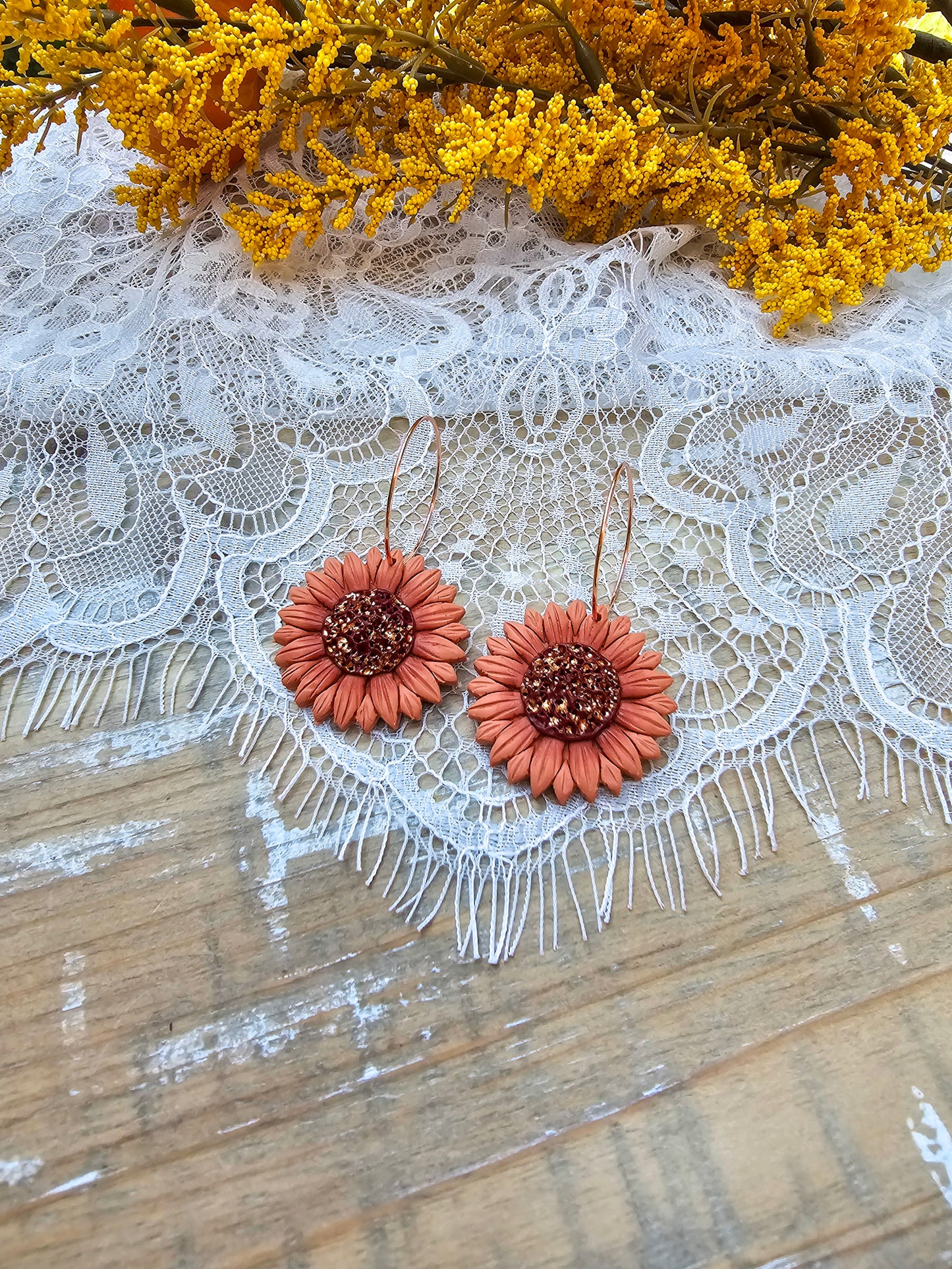 Autumn Sunflower Hoops | Halloween Earrings