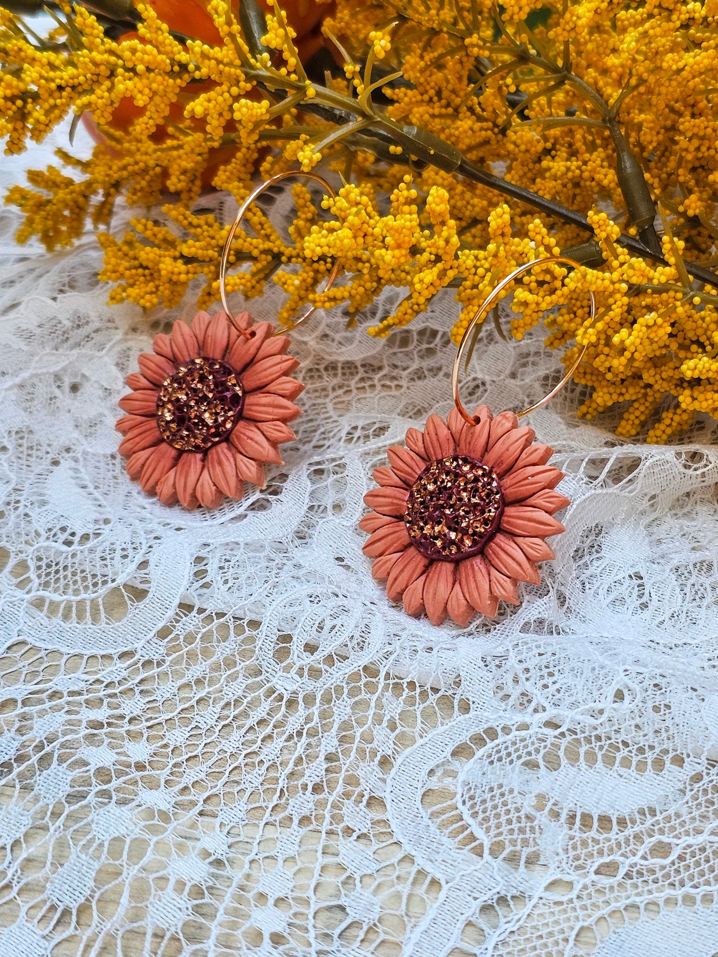 Autumn Sunflower Hoops | Halloween Earrings