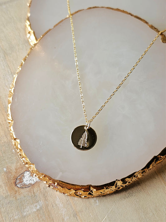 Tree Stamped Necklace | Dainty Necklace | Gold Necklace | Stamped Jewelry | Hand Stamped Necklace | Gifts for Woman