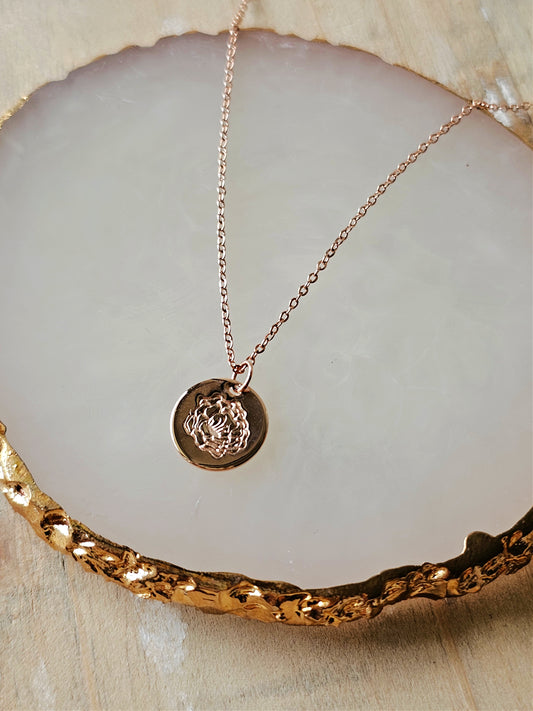 Dainty Gold Tuscan Rose Necklace |  Gold Rose Stamped Necklace | Silver Sunflower Necklace