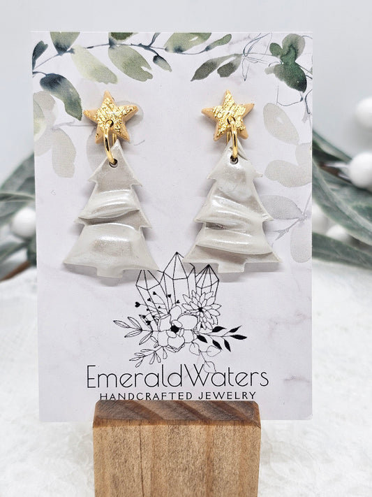 Pearl White Christmas Tree Earrings | Christmas Tree Earrings