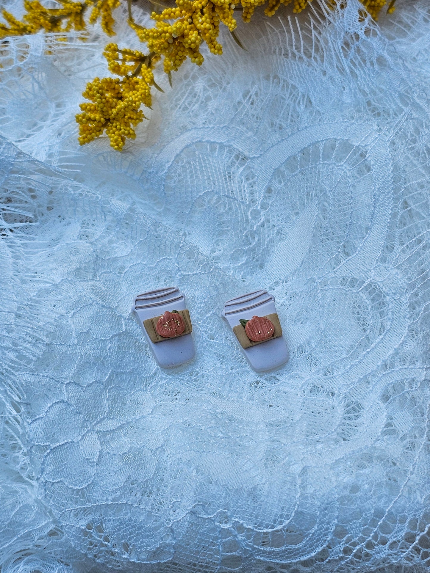 Pumpkin Coffee Studs | Autumn Studs