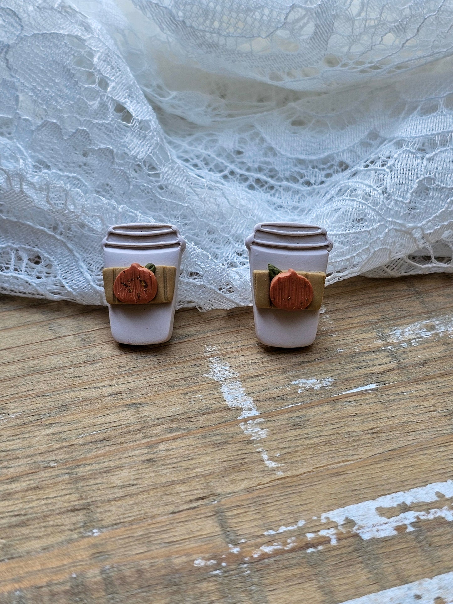 Pumpkin Coffee Studs | Autumn Studs