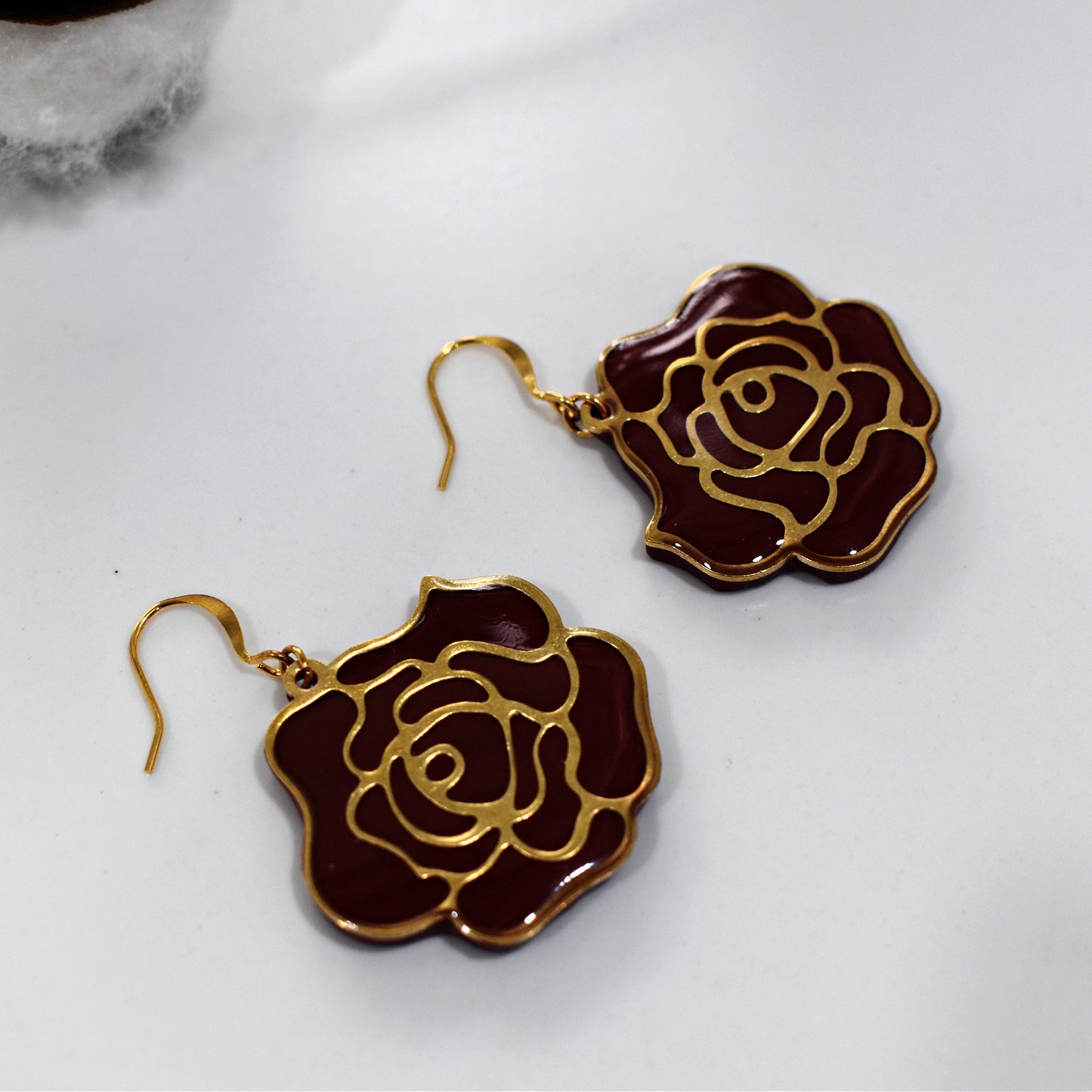 Red Rose Earrings | Polymer Clay Earrings | Cabernet Rose Earring,